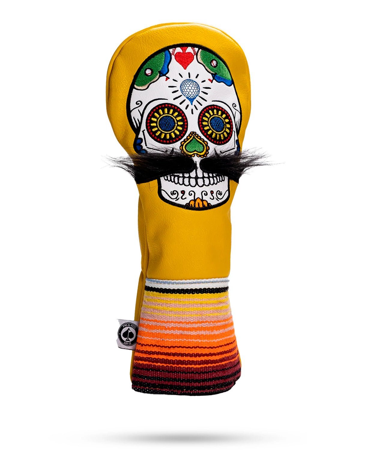 Mustache Sugar Skull - Driver Cover - Yellow image