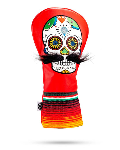 Mustache Sugar Skull - Driver Cover - Red image
