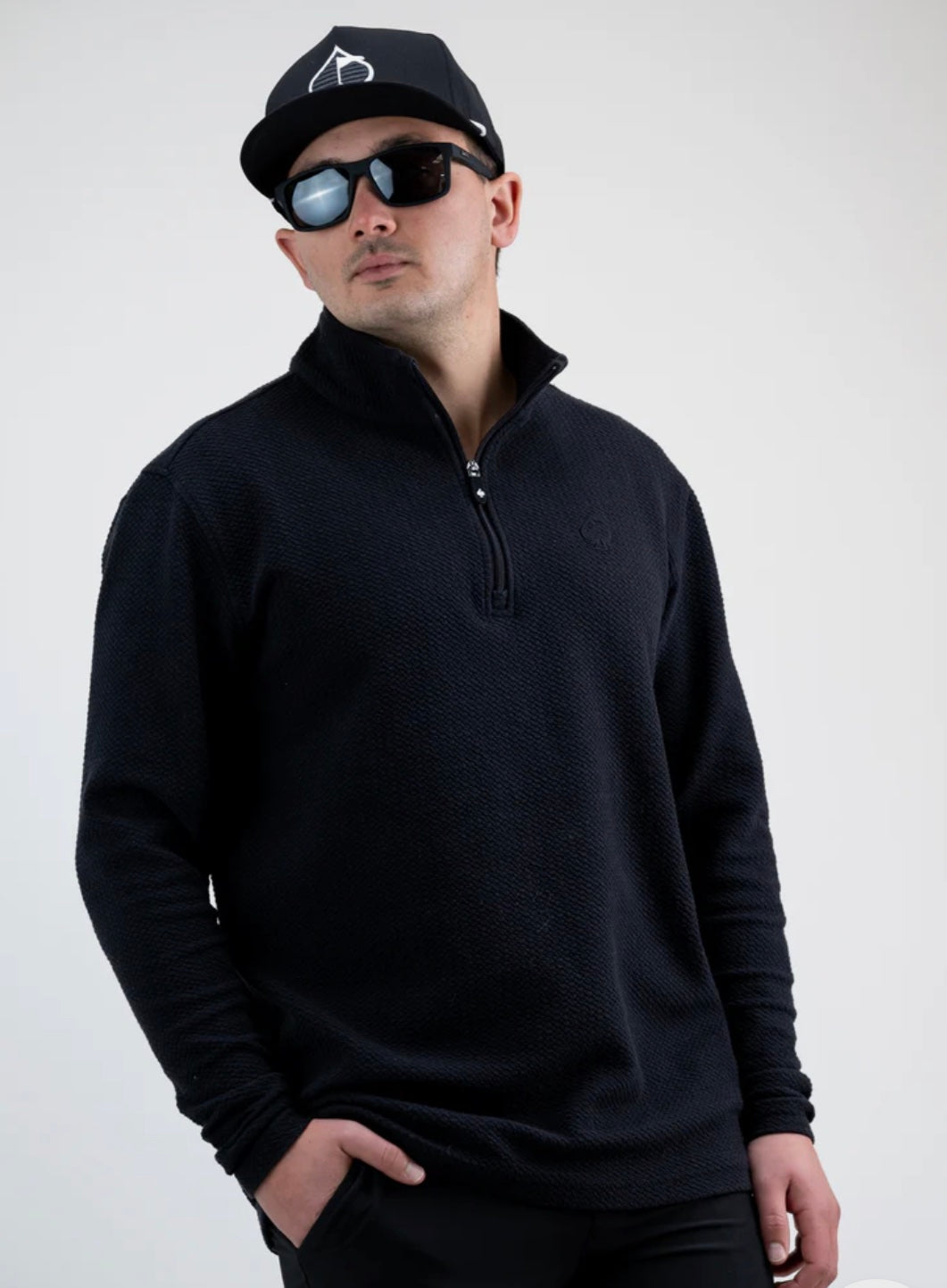 Player preferred waffle knit pullover black image 0