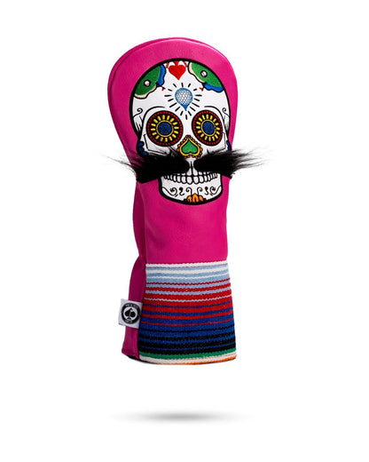 Mustache Sugar Skull - Fairway Cover - Pink image