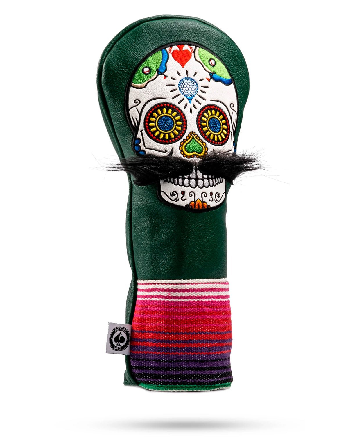 Mustache Sugar Skull - Driver Cover - Green image