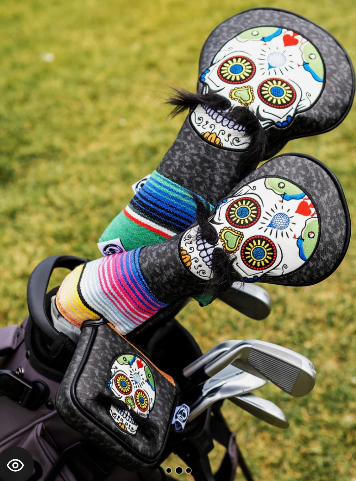 Mustache sugar skull grey Camo fairway cover image 1