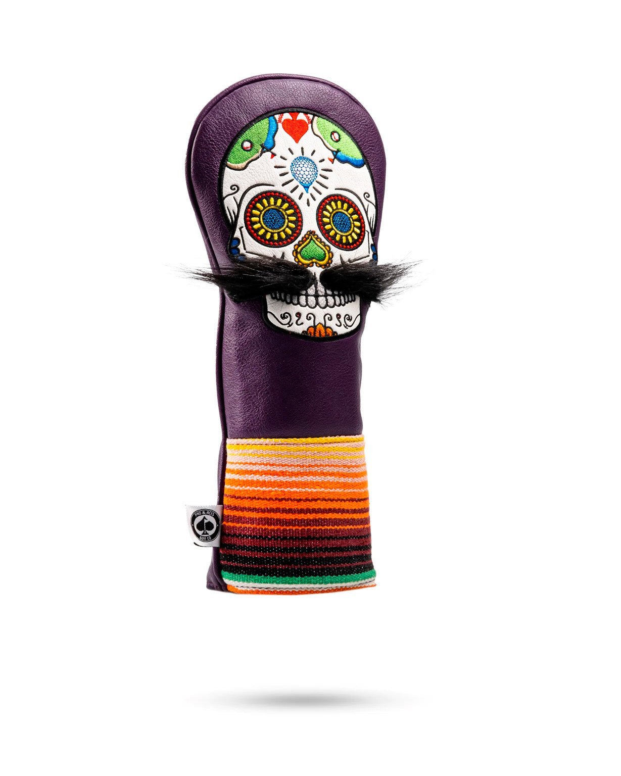Mustache Sugar Skull - Fairway Cover - Purple image
