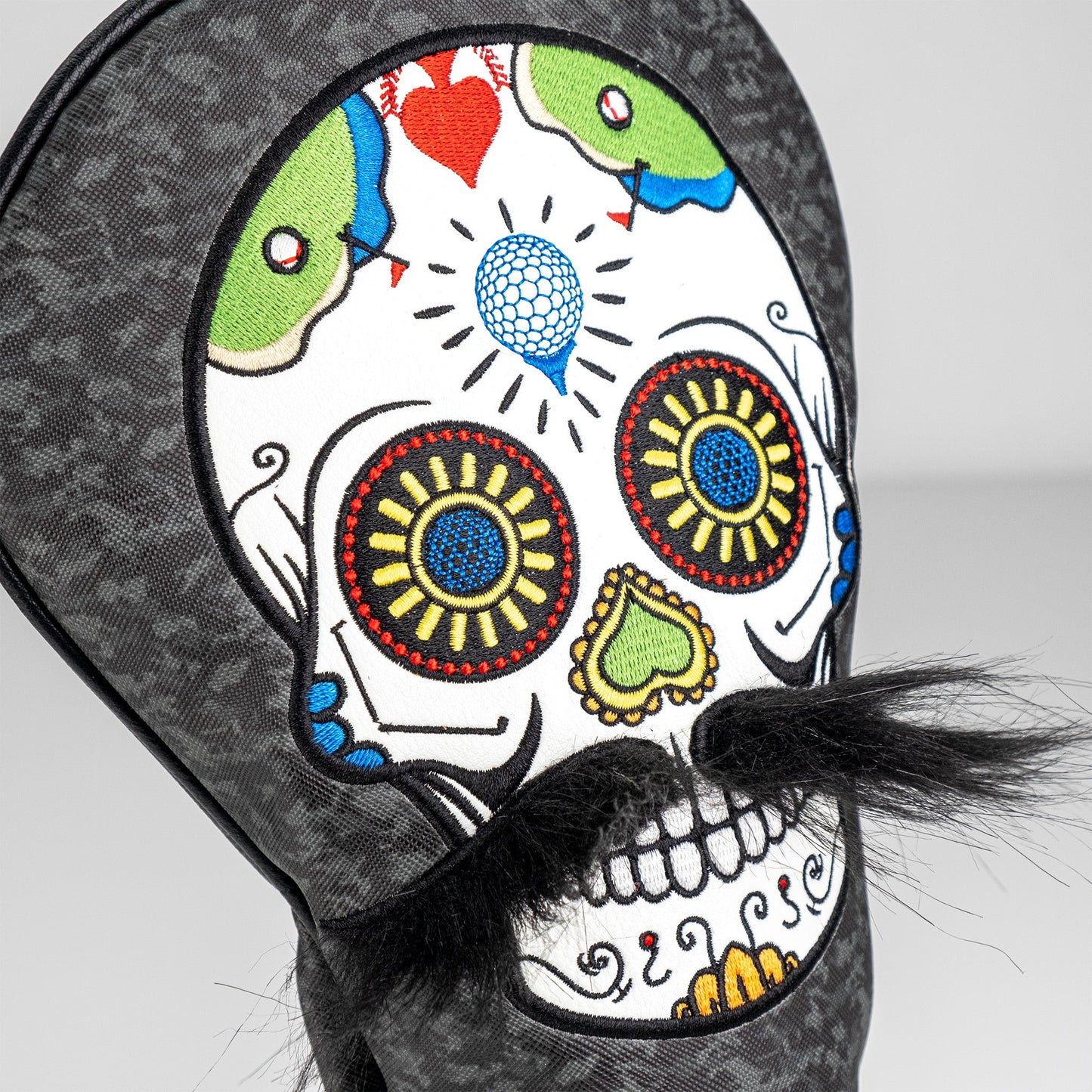 Mustache Sugar Skull - Driver Cover Gray Camo image 1