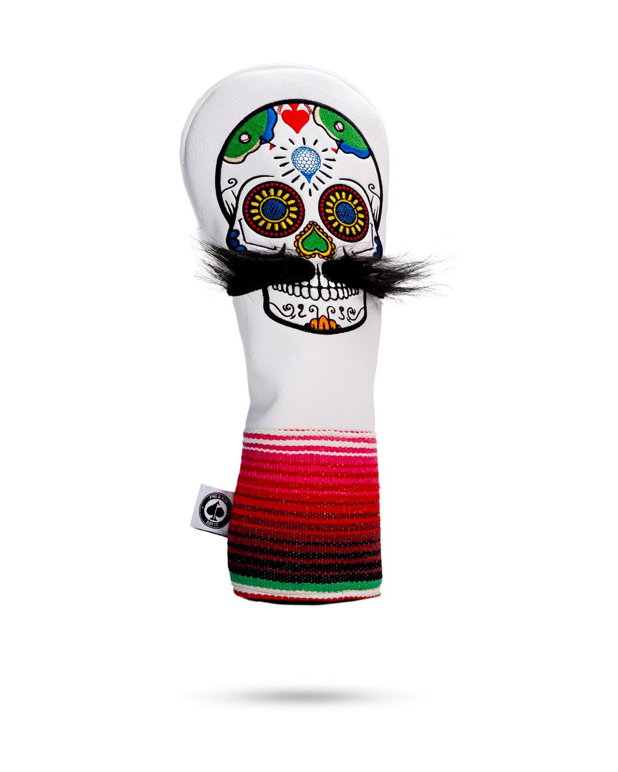 Mustache Sugar Skull - Fairway Cover - White image